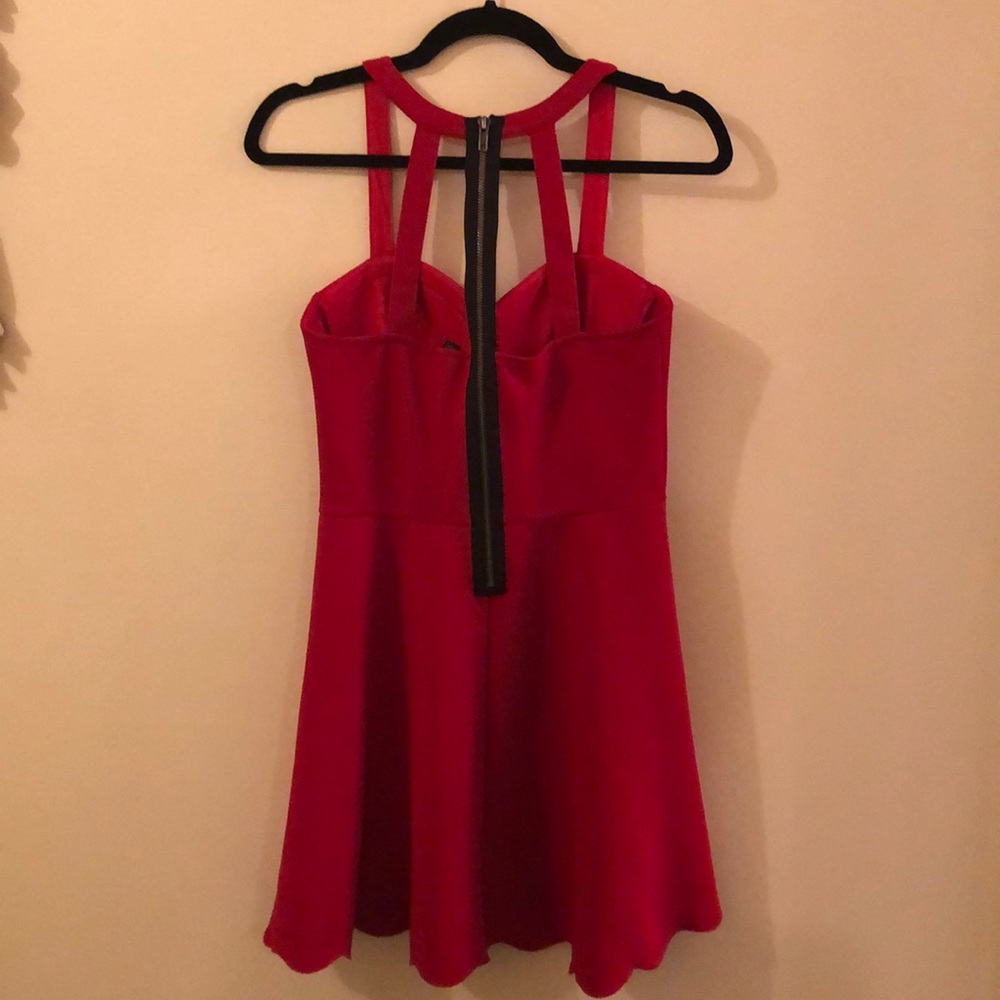 Material Girl Scalloped Dress Red Zip Up Medium - Picture 5 of 6